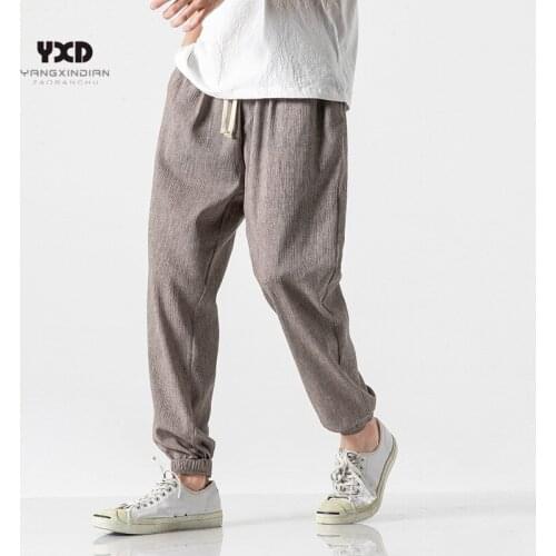 Plus size 5XL Man Cotton Linen Casual Harem Pants Men Joggers Man Summer Trousers Male Chinese Style Baggy Pants Harajuku Clothe