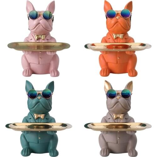 Bulldog Statue Figrines Candy Chocolate Jewelry Trinkets Keys Storage Holder