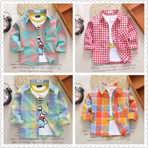 Kids Clothes Spring Autumn Boys Cotton Blouses Kids Boys Long Sleeve Shirt Children Fashion Shirt 2-8 Years Turn-down Collar