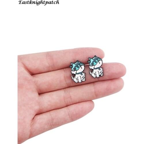 E2303 Hot Sale Classic Cartoon Anime Cute Dog Animal Stud Earrings Girl Children kids Gift Jewelry