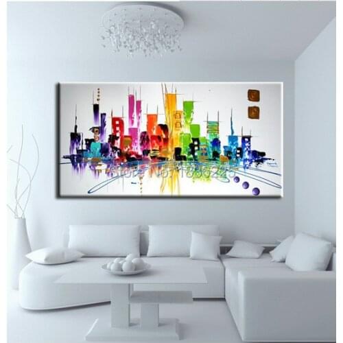 Best sell abstract modern city landscapes oil painting on canvas 100% handmade building landscape oil painting for room decor