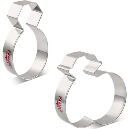 KENIAO Diamond Ring Cookie Cutter For Wedding / Engagement - 2 PC - Biscuit / Fondant / Pastry Cutters - Stainless Steel