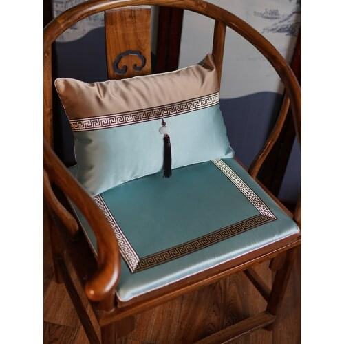 Custom Lace Luxury Chinese Seat Pad Covers Sit Cushion Sets Dining Chair Armchair Sofa Plain Silk Satin Lumbar Pillow Cases