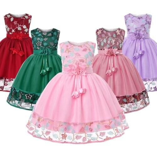 Floral Summer Baby Girls Dress Vestidos Nina Party De Fiesta Boda Princess Robe Soirée Cute Fille Ropa Long Children Bridesmaid