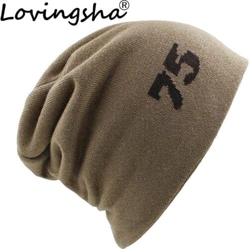 LOVINGSHA Stars Design Men Baggy Knitted Knit Skullies Bonnet Winter Warm Hats For Girl Beanie Women Faux Fur Winter Hat Caps