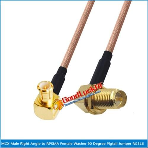 MCX Male Right Angle 90 Degree to SMA Female Washer Nut Right Angle Coaxial Pigtail Jumper RG316 extend Cable 50 ohm Low Loss