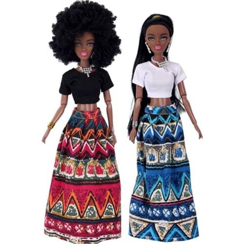 30cm Black Doll 1/6 Princess Movable 11 Ball Joints African Figurine Toys For Girls Doll Dress Clothes Girls Kids Children Games