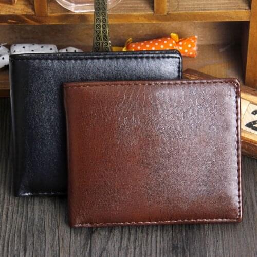 Fashionable Mens Bifold Wallet PU Leather ID Credit Card Holder Purse Clutch New Pure Color Business Male Handy Wallet Hot Sale