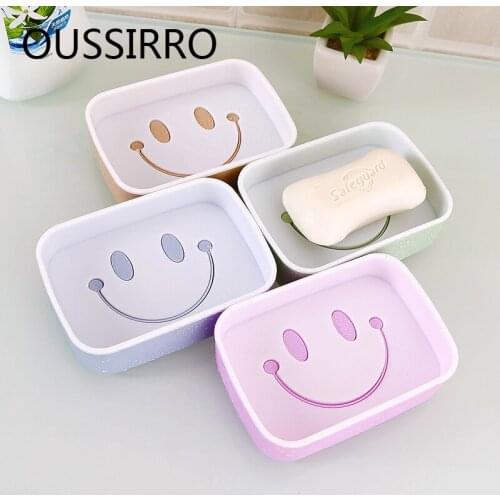 Cartoon Smiling Face Soap Box Bathroom European Moderndrain Plastic Water Soap Holder Plastic Cover Bathroom Accessories