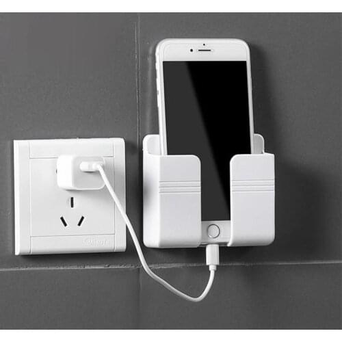 Wall Mounted Organizer Storage Box Wall Holder Charging Remote Control Mounted Stand Mobile Phone Plug Multifunction Holder
