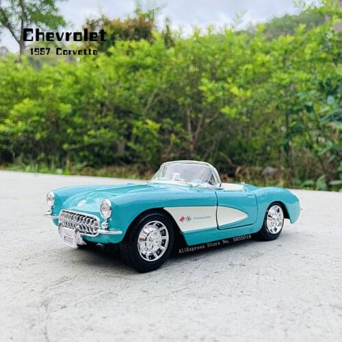 Maisto 1:24 The new 1957 Chevrolet Corvette blue Stingray Coupe alloy car model handicraft decoration collection toy tool gift