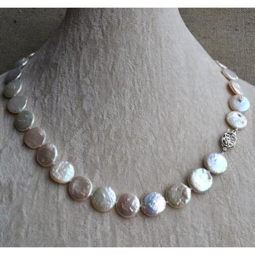 New Arrival Favorite Pearl Necklace 12mm White Coin Real Freshwater Pearl Handmade Fashion Jewelry Charming Women Gift