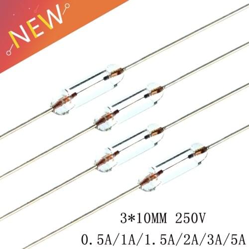 120Pcs/lot 3*10mm Axial fast glass fuse with lead wire 0.5A/1A/1.5A/2A/3A/5A 250V 3X10