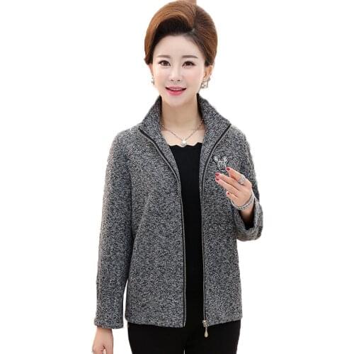 Middle-aged and Elderly Womens Coat Stand Collar Zipper Plus Size 5XL Casual Spring Autumn Jacket Short Tops Mother Loaded 2020