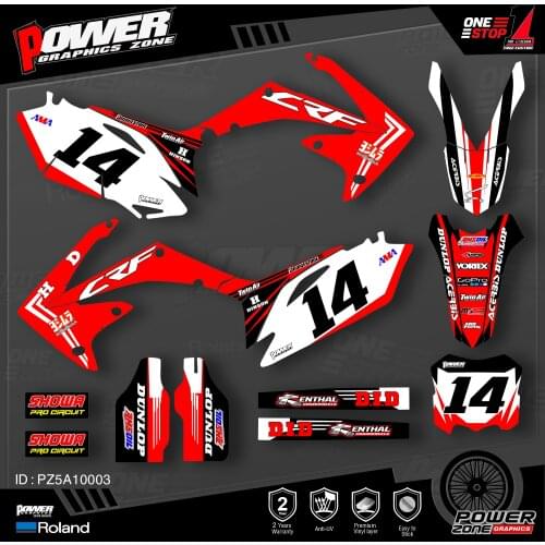 PowerZone Custom Team Graphics Backgrounds Decals 3M Stickers Kit For HONDA CRF250R 2004-2009 CRF450R 2002-2004 2005-2008 022