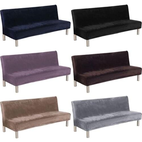 Plush Fabric Fold Armless Sofa Bed Cover Thicker Plush Sofa Cover Slipcover Full Coverage Folding Sofa Bed Without Armrest