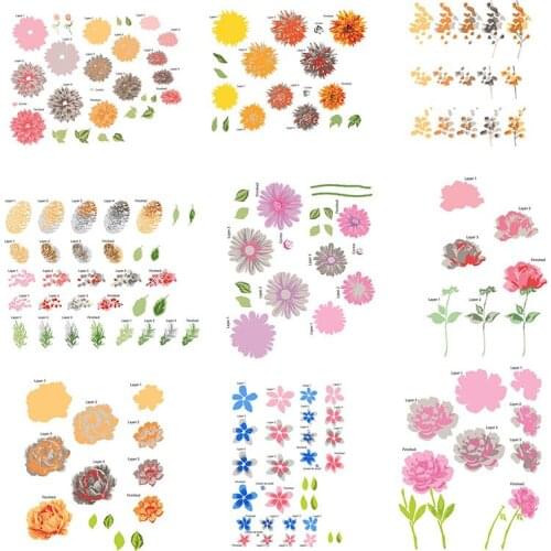 Fresh Spring Flowers Cutting Dies Corresponding Clear Stamp DIY Scrapbooking Card Album Making Crafts Stencil 2020