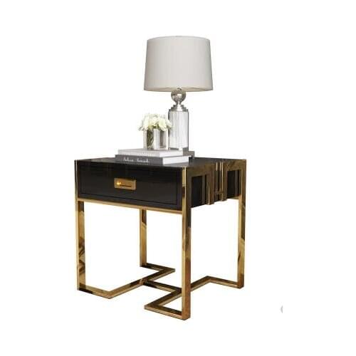 Simple and light luxurious postmodern storage Angle a few toughened glass living room sofa side ark gold edge several hotel beds