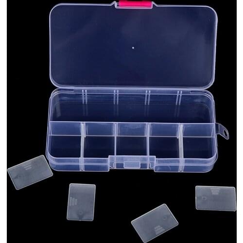 1PC 10 Compartments Clear Plastic Storage Box Jewelry Screw Organizer Container