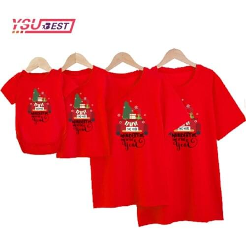 Christmas Gift Matching Family Outfits Father Son Clothes Dad Mom Baby Mother Daughter Short Sleeve Matching Family Look TShirts