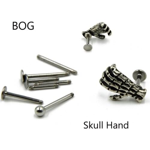 1PC Punk Skull Shape Devil Hand Kylie Lip Piercing Ear Tragus Earring with Screw Fit Helix Bars Cartilage Piercing Jewelry