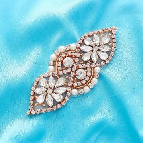 Mesh Net Bridal Belt Beaded Trim Iron On Applique Accessories Rhinestone DIY Crystal Wedding Dresses Wholesale S111