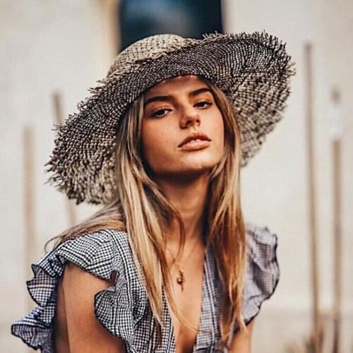 Natural Grasses Fashion 2021 Summer Hat Women Straw Beach Visor Protection Sun Hats Wide Brim Sunhat Chapeau Femme Dropshipping