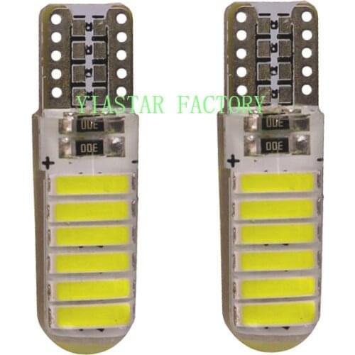 50X T10 LED Car Light 168 194 W5W Led 7020 12 SMD Silica Gel LED Bulb Trunk Light Dome Lights Car Wedge Lamp Bulb White LED 12V