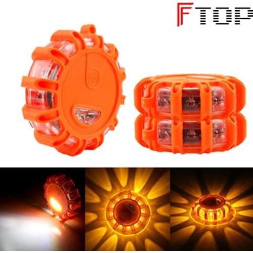 2Pcs Led Emergency Working Lights Night Car Flashlight Flare Flashing Warning Lights Roadside Disc Beacon Police Road Base Light