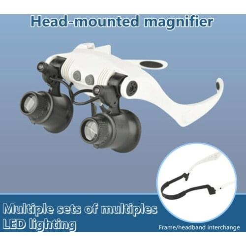 With LED magnifying glass binocular glasses magnifying lens wearable jewelry watch repair measuring magnifying glass