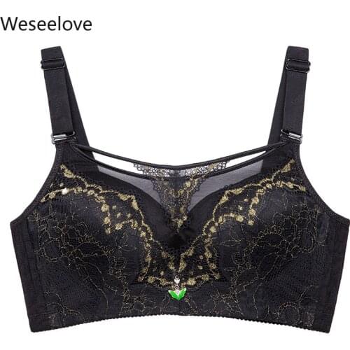 Weseelove Large Bust Plus Size Bras for Women Push Up Lace Bra No Wire Lingerie Sexy Womens Underwear Soutien Gorge Femme X34-3