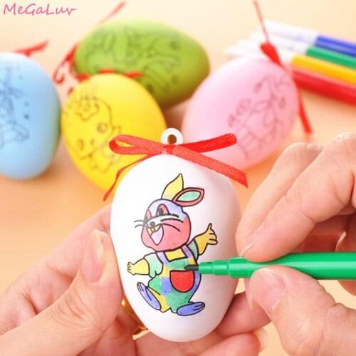 Funny Hand Painted Easter Eggs With Watercolor Pens DIY Craft Decorative Toys Develops Childrens Imagination Good Easter Gifts