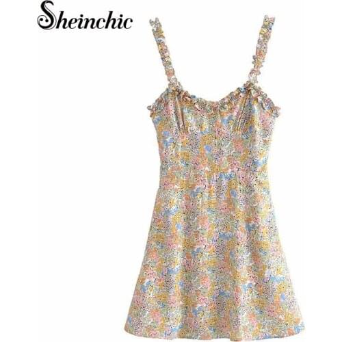 Women Sexy V-Neck Bodycon Spaghetti Straps Ruffles Mini Dress 2021 Club Party Elegant Sleeveless Summer Sundress Outfits Holiday