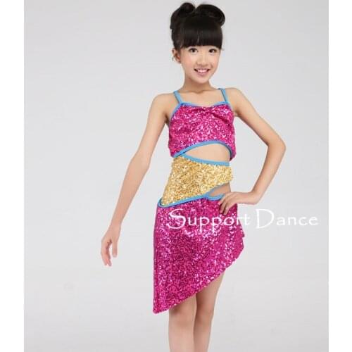 Girls Women Sequined Latin Dress Children Adult Dance Costume Thank Frank C285