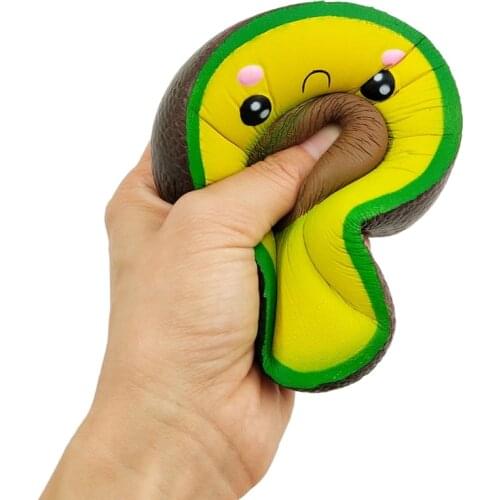 1Pc Cartoon Squishy Rebound Simulation Chocolate Pinch Toy, Soft Avocado Decompression Toy for Kids Toddlers or Adults Drop Ship