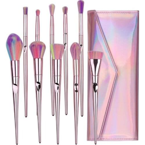 10Pcs/Set Colorful Make Up Brushes With Bag For Powder Foundation Eyeshadow Brush Cosmetic Tools Lot Pinceaux Maquillage 20#12