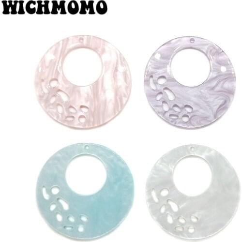 2019 New 2 Pieces 40mm High Quality Acetic Acid Resin Round Smooth Charms Pendant for DIY Necklace Earring Jewelry Accessories