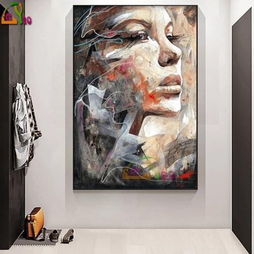 Abstract Woman 5D Diy Diamond Painting Girl Full Square Round Drill Cross Stitch Embroidery Portrait Rhinestone Decor Wall Art