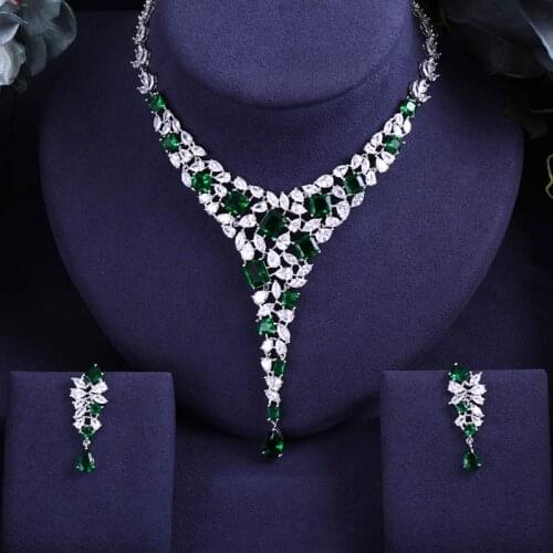 Accking luxury 2pcs Bridal Zirconia Jewelry Sets For Women Necklace Earrings set Dubai Nigeria CZ Crystal Wedding Jewelry Sets