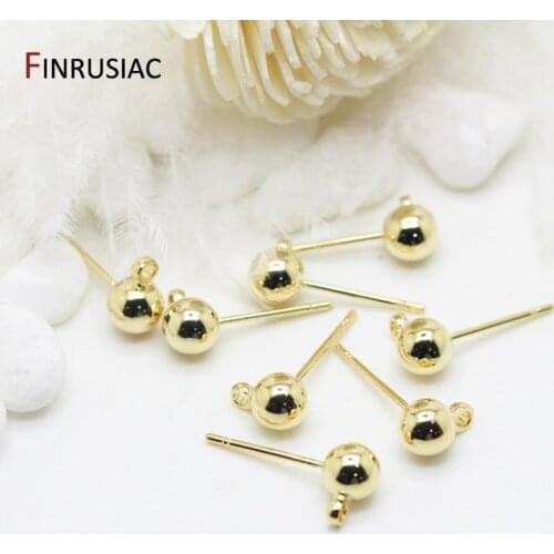 DIY handmade earrings accessories material brass metal plated 14K gold 3mm 4mm 5mm ball beads post earrings hook earring fitting
