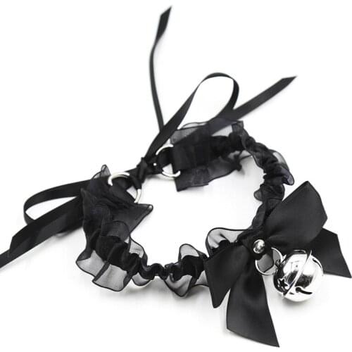 BDSM Bondage Restraints Neck Collar Sex Toys for Couples Black Lace Collar with Bell Fetish Slave Exotic Accessories for Women