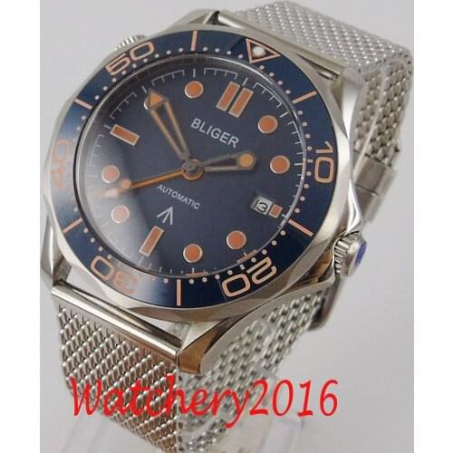 Bliger Casual Sapphire Watches GMT Men Blue Top Brand Luxury Military Wrist Watch Man Clock Fashion Chronograph Wristwatch
