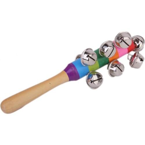 Random Color Wooden Jingle Hand Bells Toy Kids Education For babies And Toddlers