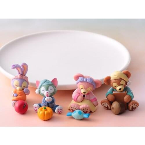 Disney Bear Duffy In Pajamas Kawaii Action Figure Dolls Toy Cake Decoration Stella Lou Gelatoni Cat ShellieMay Figures Kids Gift