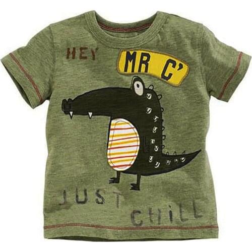 Little Maven New Boys Summer Fashion Crocodile Letters Short O-neck Brand Cotton Quality Knitted Children Tshirt