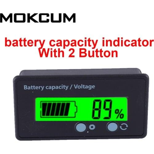 Battery Capacity Indicator Dual Button Adjustable Voltmeter Percentage Power Monitor For 12V-48V Lead Acid Battery With Shell