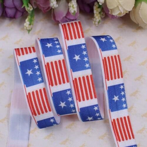 July 4th! 5/8" new pattern printed fold over elastic for US Independence Day, 100yards/lot