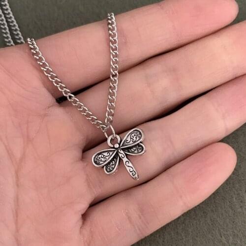 Exquisite Antique Silver Dragonfly Charms Pendant Necklace Women Jewelry Gift For Friends Dropshipping