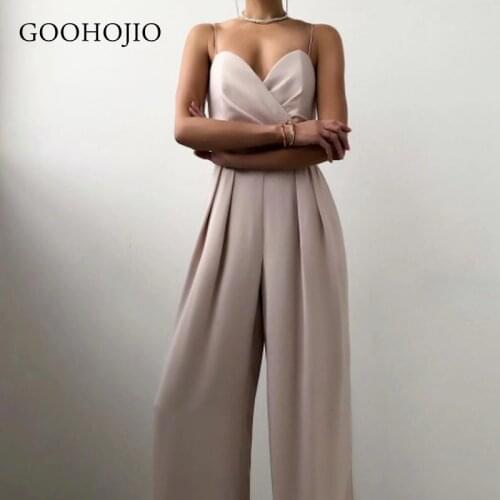 GOOHOJIO 2021 Spring Autumn New Streetwear Casual Rompers Womens Sleeveless High Waist Women Jumpsuits Backless Jumpsuit Ladies