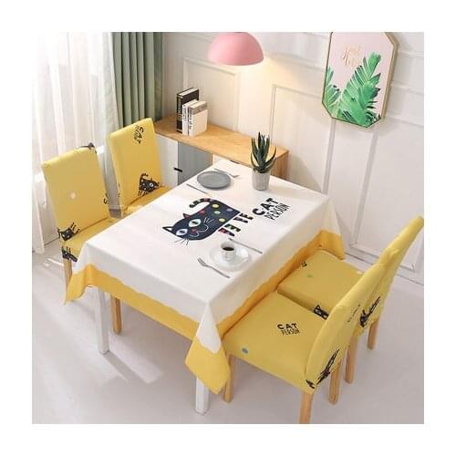Nordic Fashion Cartoon Table Cloth Rectangular Dining Table Cover And Chair Covers Set (1 Table Cloth + 4 Chair Covers)